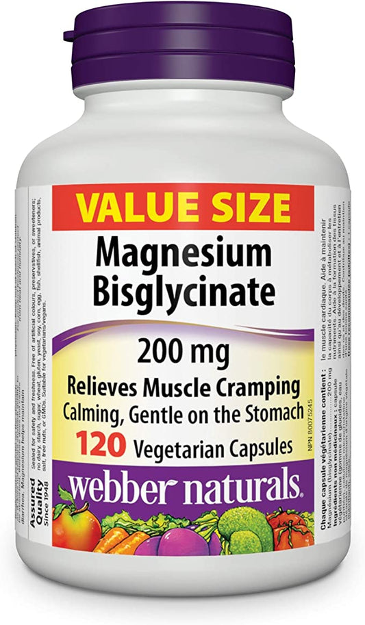 Webber Naturals 雙甘氨酸鎂 200 毫克，120 粒膠囊