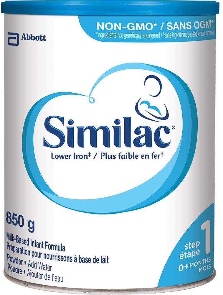 Similac 低鐵非轉基因嬰兒配方奶粉，新生兒配方，0 個月以上，850 克