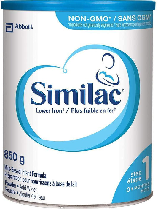 Similac 低鐵非轉基因嬰兒配方奶粉，新生兒配方，0 個月以上，850 克