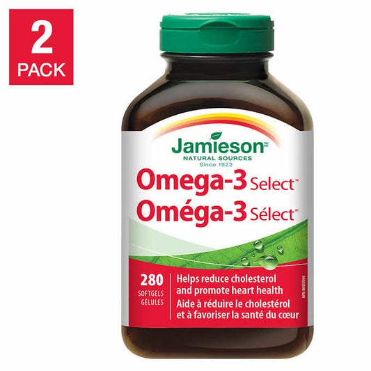 Jamieson Omega-3 Select，鱼油 280 粒軟膠囊，2 包