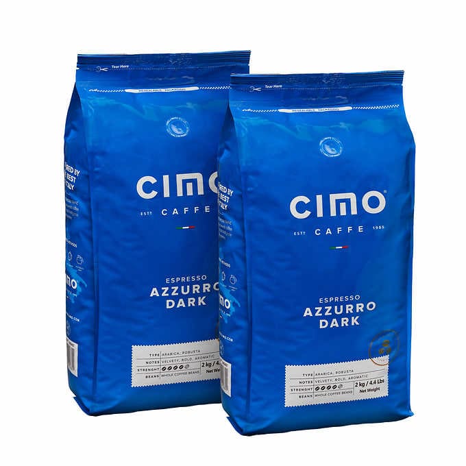 Caffe Cimo Azzurro Dark Espresso 全咖啡豆，2 x 2 kg